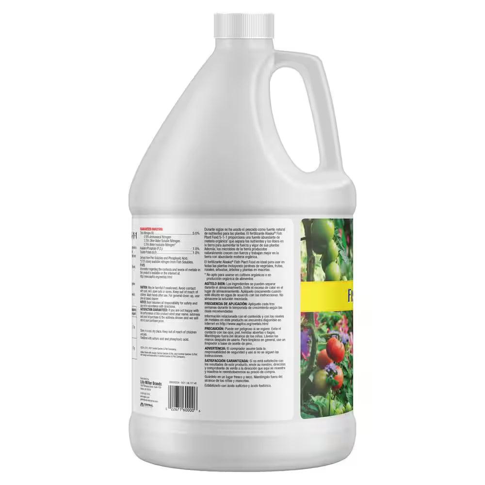 128 Oz. (1 Gal.) Organic Gardening Liquid Fish Emulsion Plant Food Fertilizer Concentrate 5-1-1 - Bumble Plants