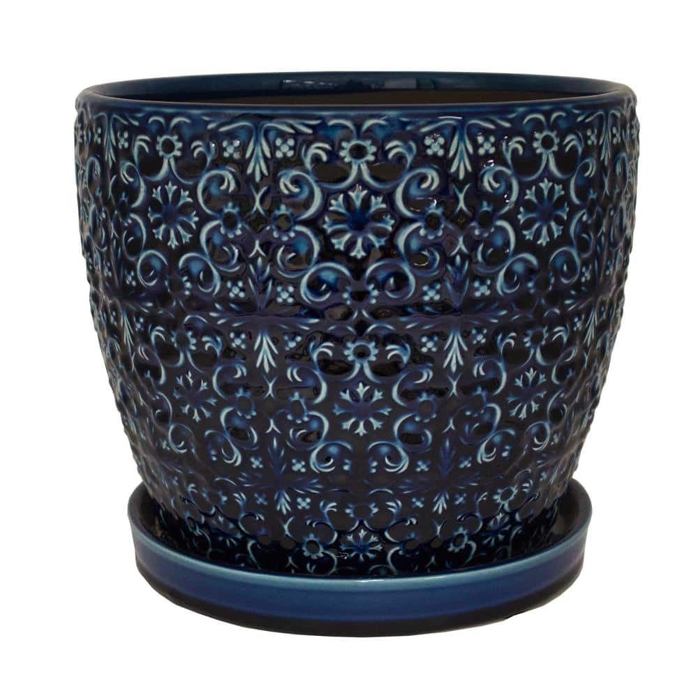 Blue Majesty Mediterranean Bell Ceramic Planter Pot - 10 inch