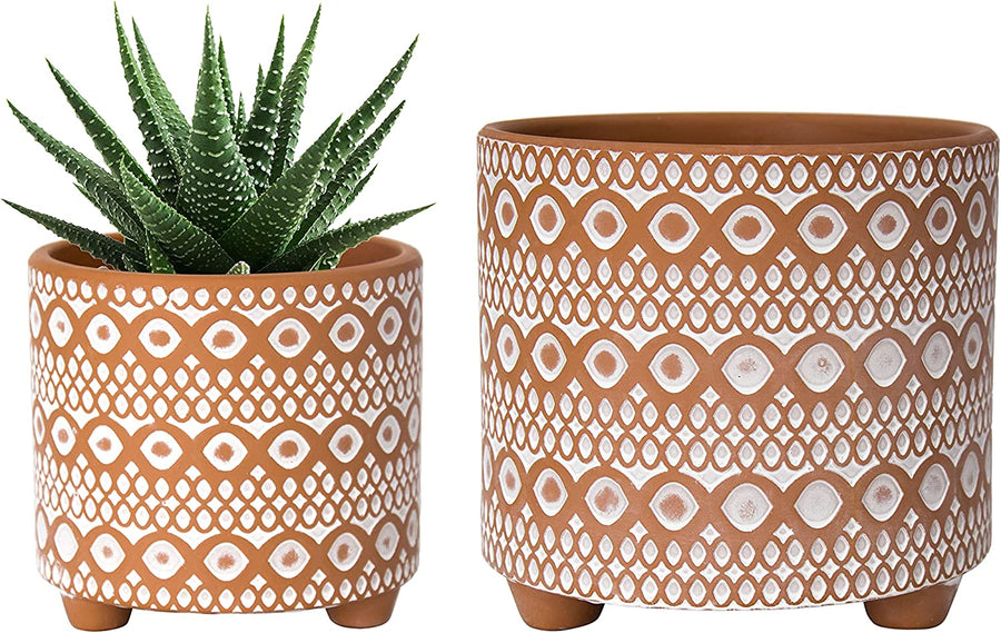 Sahara Grove Moroccan Terracotta Planter Pot (Set of 2) -4 & 6 Inch - Bumble Plants