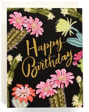 "Happy Birthday" Cactus Head Flower Plant Card - Bumble Plants