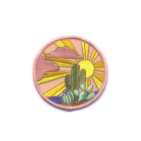 Sunset Cactus Iron On Embroidered Patch - Bumble Plants